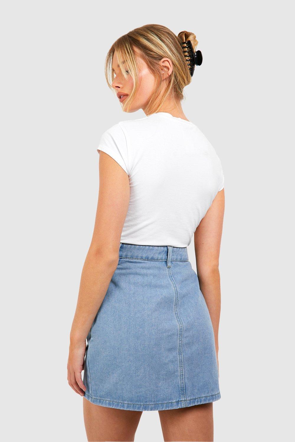 Light blue skirt clearance boohoo